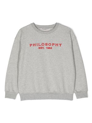 Philosophy Di Lorenzo Serafini Kids embroidered-logo cotton sweatshirt - Grey