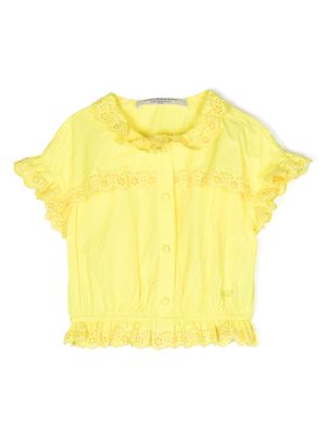 Philosophy Di Lorenzo Serafini Kids embroidered logo ruffled shirt - Yellow