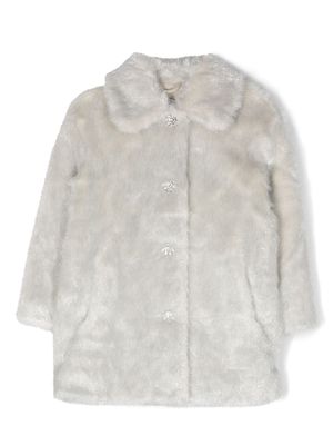 Philosophy Di Lorenzo Serafini Kids faux-fur embellished-button coat - Grey