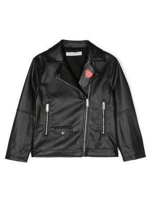 Philosophy Di Lorenzo Serafini Kids faux-leather biker jacket - Black