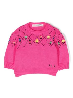 Philosophy Di Lorenzo Serafini Kids floral-motif knitted jumper - Pink