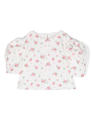 Philosophy Di Lorenzo Serafini Kids floral print puff-sleeve blouse - White