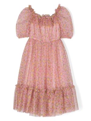 Philosophy Di Lorenzo Serafini Kids floral-print tulle dress - Pink