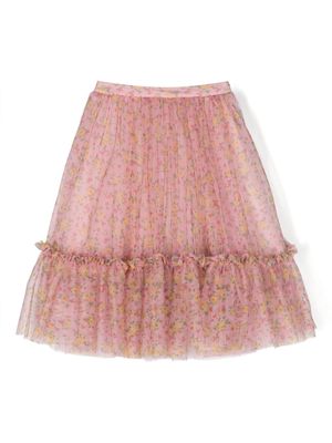 Philosophy Di Lorenzo Serafini Kids floral-print tulle skirt - Pink