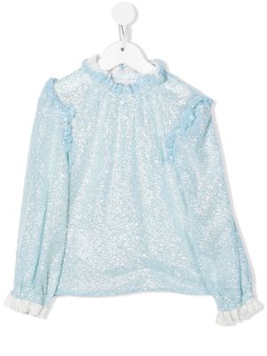Philosophy Di Lorenzo Serafini Kids glitter ruffle-trim blouse - Blue