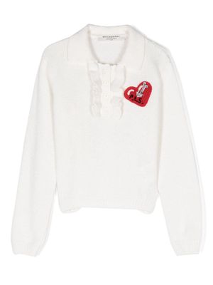 Philosophy Di Lorenzo Serafini Kids heart-motif button-up jumper - Neutrals