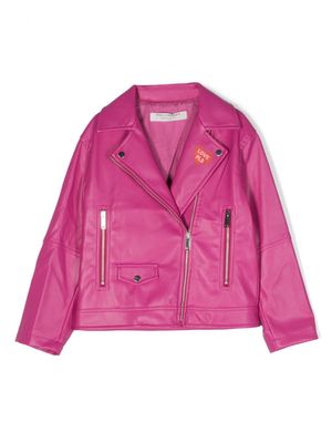 Philosophy Di Lorenzo Serafini Kids heart-motif faux-leather jacket - Pink