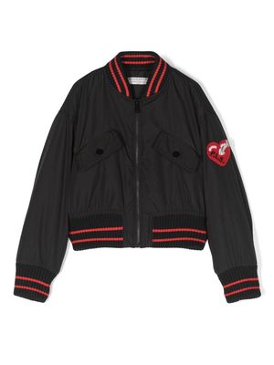 Philosophy Di Lorenzo Serafini Kids heart-patch zip-up bomber jacket - Black