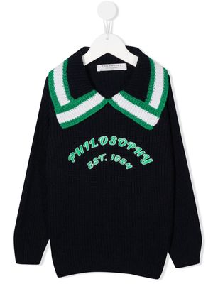 Philosophy Di Lorenzo Serafini Kids knitted collared jumper - Blue
