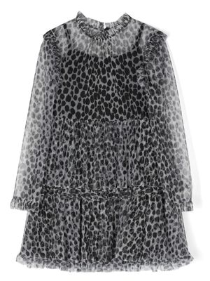 Philosophy Di Lorenzo Serafini Kids leopard-print semi-sheer dress - Grey