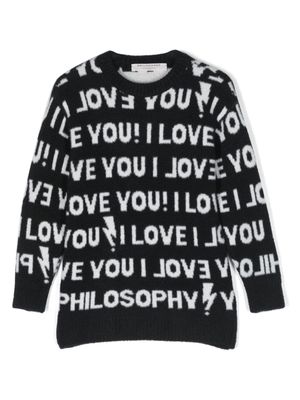 Philosophy Di Lorenzo Serafini Kids lettering-jacquard long-sleeve jumper - Black