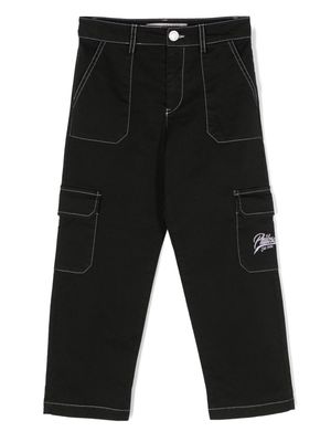 Philosophy Di Lorenzo Serafini Kids logo-embroidered cargo trousers - Black