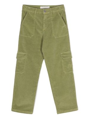Philosophy Di Lorenzo Serafini Kids logo-embroidered corduroy trousers - Green