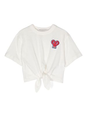 Philosophy Di Lorenzo Serafini Kids logo-embroidered cotton cropped T-shirt - White