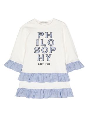 Philosophy Di Lorenzo Serafini Kids logo-embroidered cotton dress - Neutrals