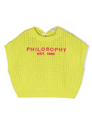 Philosophy Di Lorenzo Serafini Kids logo-embroidered cotton jumper - Green