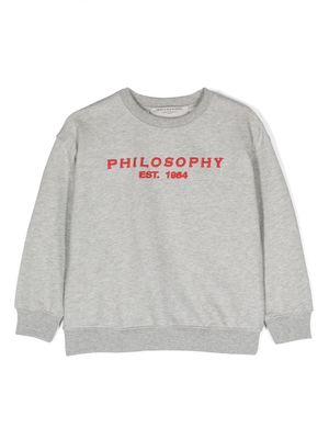 Philosophy Di Lorenzo Serafini Kids logo-embroidered cotton sweatshirt - Grey