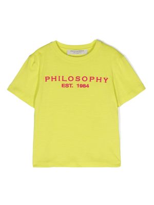 Philosophy Di Lorenzo Serafini Kids logo-embroidered cotton t-shirt - Green