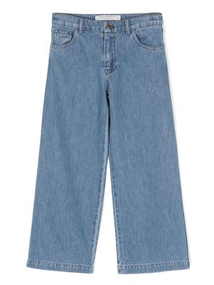 Philosophy Di Lorenzo Serafini Kids logo-embroidered wide-leg jeans - Blue