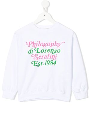 Philosophy Di Lorenzo Serafini Kids logo-print cotton sweatshirt - White