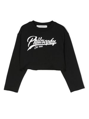 Philosophy Di Lorenzo Serafini Kids logo-print crew-neck sweatshirt - Black