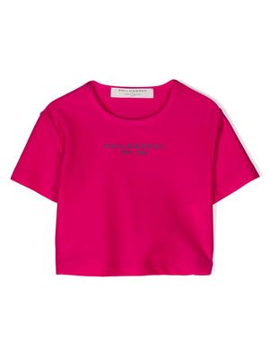 Philosophy Di Lorenzo Serafini Kids logo-print metallic-sheen T-shirt - Pink