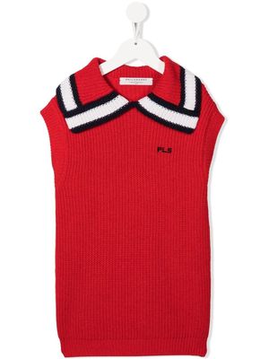 Philosophy Di Lorenzo Serafini Kids ribbed-knit stripe-collar tunic - Red