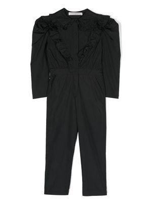 Philosophy Di Lorenzo Serafini Kids ruffle-trim cotton jumpsuit - Black