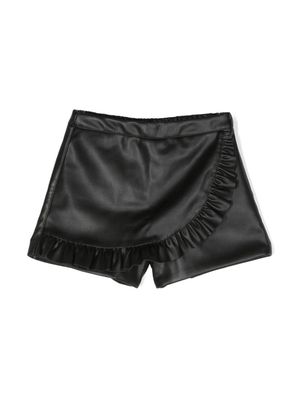 Philosophy Di Lorenzo Serafini Kids ruffled-detai faux-leather shorts - Black
