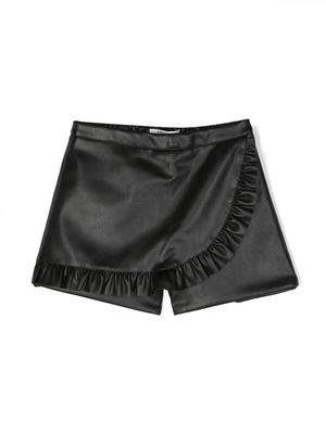 Philosophy Di Lorenzo Serafini Kids ruffled-detail faux-leather shorts - Black