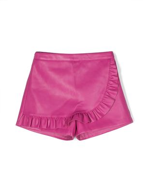 Philosophy Di Lorenzo Serafini Kids ruffled-detail faux-leather shorts - Pink