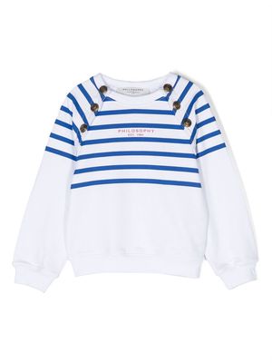 Philosophy Di Lorenzo Serafini Kids stripe-pattern logo-print sweatshirt - White