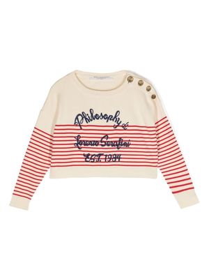 Philosophy Di Lorenzo Serafini Kids striped cotton jumper - Neutrals