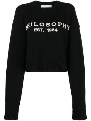 Philosophy di Lorenzo Serafini logo-embroidered cropped jumper - Black