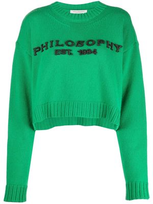 Philosophy di Lorenzo Serafini logo-embroidered cropped jumper - Green