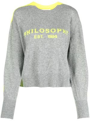 Philosophy Di Lorenzo Serafini logo-jacquard color-block jumper - Grey