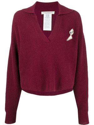 Philosophy Di Lorenzo Serafini logo-patch chunky-knit jumper - Red