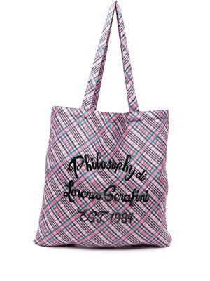 Philosophy Di Lorenzo Serafini logo-print check beach bag - Pink
