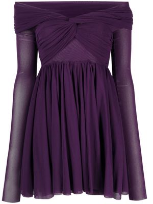 Philosophy Di Lorenzo Serafini off-shoulder pleated minidress - Purple