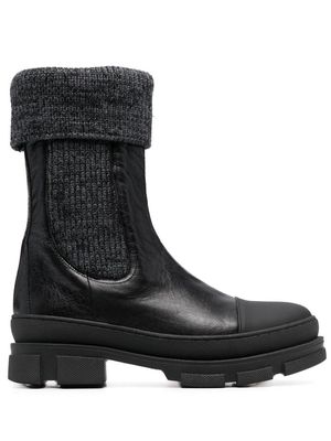 Philosophy Di Lorenzo Serafini ribbed-knit leather ankle boots - Black