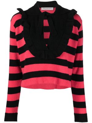 Philosophy Di Lorenzo Serafini ruffle-collar striped knitted top - Pink