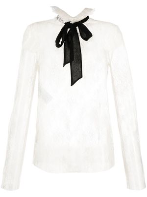 Philosophy Di Lorenzo Serafini semi sheer lace bow blouse - White