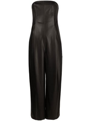 Philosophy Di Lorenzo Serafini strapless wide-leg faux-leather jumpsuit - Black