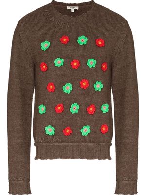 Phipps floral-embroidered crew neck sweater - Brown