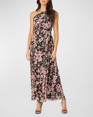 Phoebe One-Shoulder Floral-Print Maxi Dress
