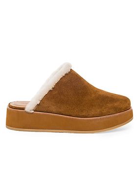 Phoebe Suede Shearling Mules