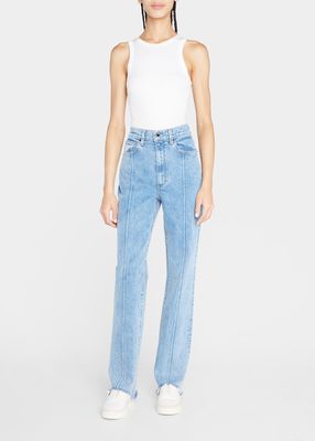 Phoenix Seamed Straight Frayed Jeans