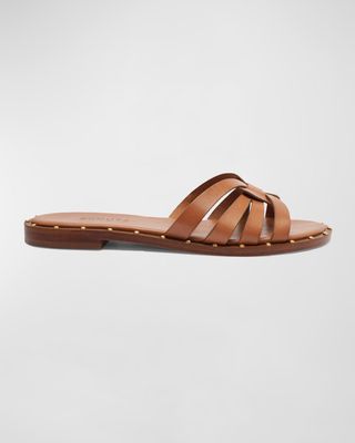 Phoenix Studded Leather Flat Sandals