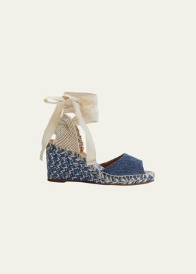 Pia Ankle-Wrap Wedge Espadrilles