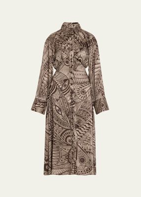 Pia Jyma Print Button Front Midi Dress